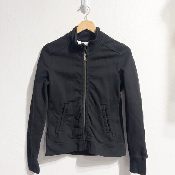 American Giant Jacket Womens Small Collar Full Zip Fitting Fleece Heavy Black - Picture 1 of 5